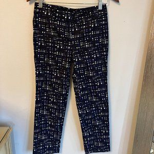 Ann Taylor Navy Patterned Suiting Ankle Pants
